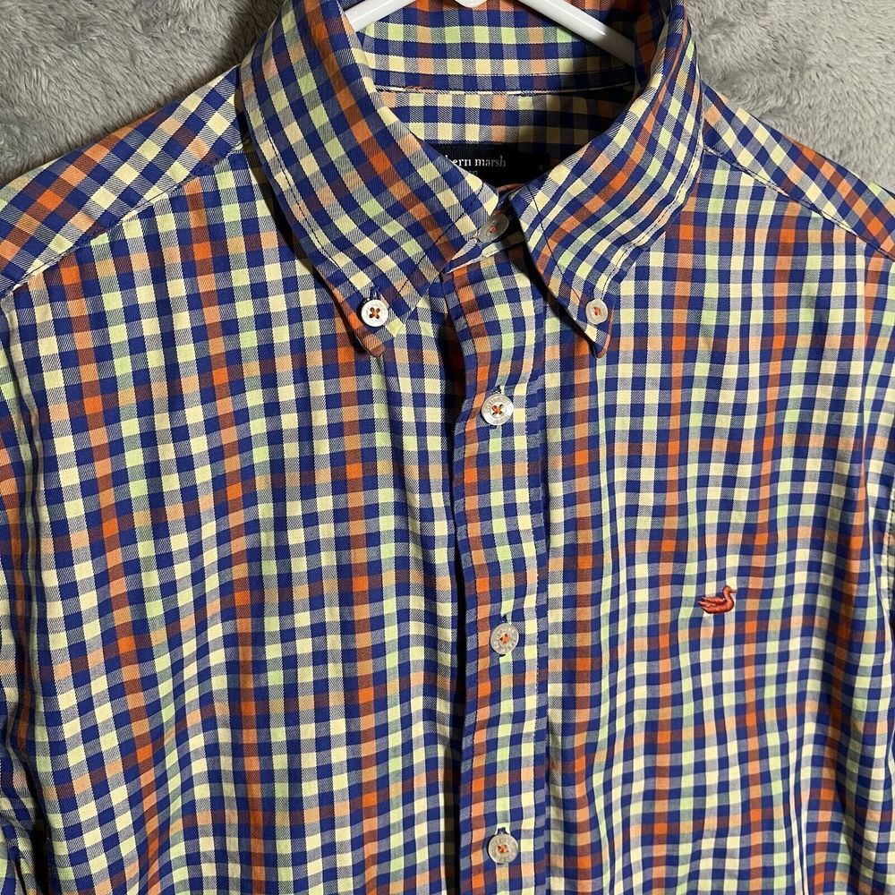 Southern Marsh Shirt Men's Small‎ Colorful Gingham Check Button Down Logo
